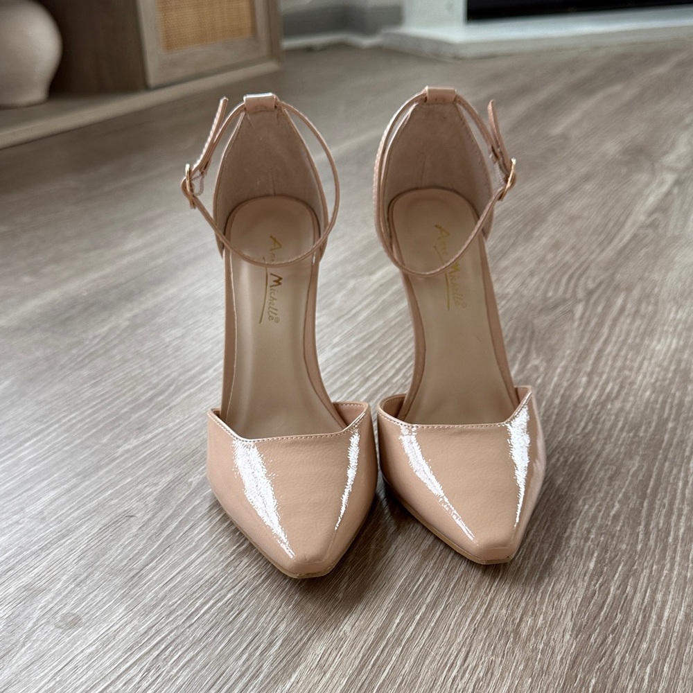 Elegant Nude Ankle Strap Heels